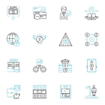 Enterprise returns linear icons set. Refunds, Returns, Reimbursement, Exchanges Stock Illustration