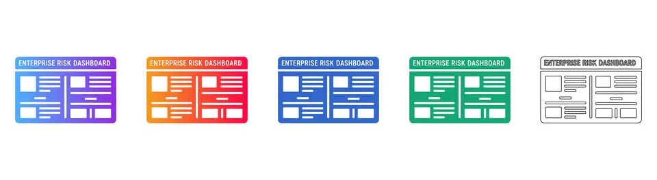Enterprise Risk Dashboard Icon Set in Multiple Styles Stock Illustration