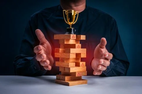 Enterprise risk management concept featuring stability tower with complianc.. Stock Photos