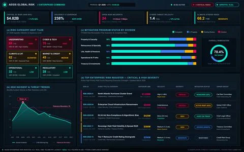 Enterprise Risk Management Dashboard with Data Visualization and Analytics Stock Illustration