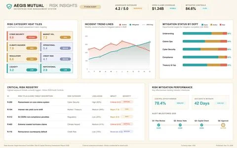 Enterprise Risk Management Dashboard with Data Visualization and Analytics Stock Illustration