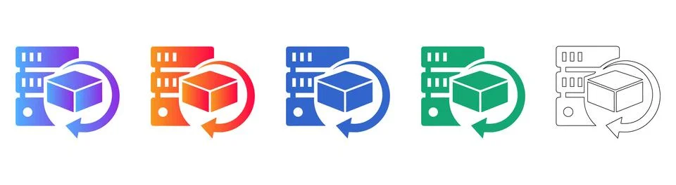 Enterprise Server Data Management Icons Stock Illustration