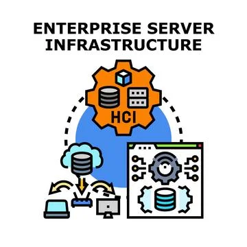 Enterprise server infrastructure managing data network systems Stock Illustration