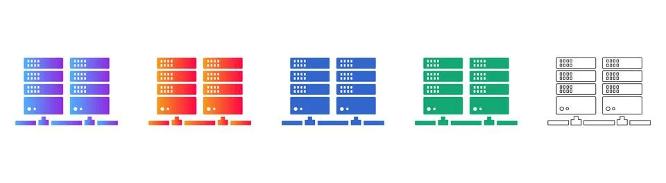 Enterprise Server Rack Networking Icon Set Stock Illustration
