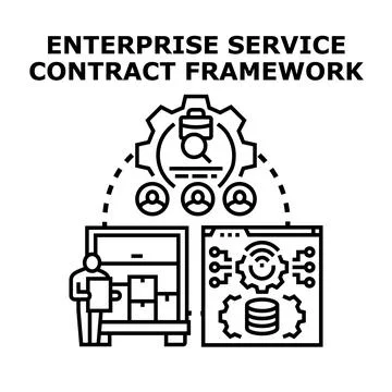 Enterprise service contract framework establishing business workflow Illustrazione stock