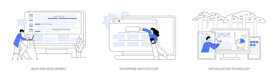 Enterprise software abstract concept vector illustrations. Illustrazione stock