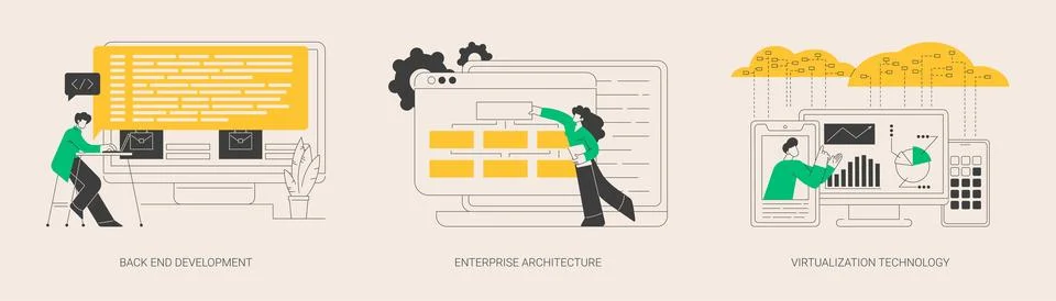 Enterprise software abstract concept vector illustrations. 스톡 일러스트