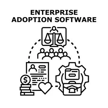 Enterprise software adoption process and implementation support Stock Illustration