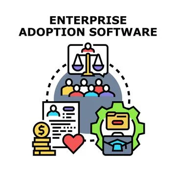 Enterprise software adoption process and implementation support Ilustração Stock