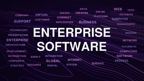 Enterprise software animated topography word cloud, text design animation, Stock Footage 348288156