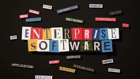 Enterprise software cut paper collage 3D animation seamless loop Stock Footage 347718791