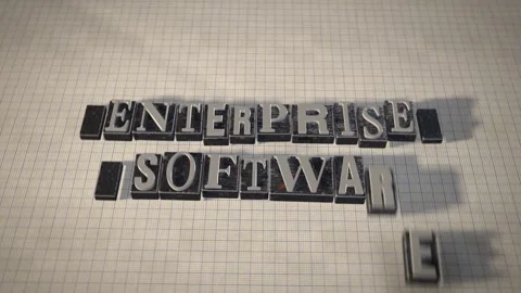 Enterprise software metal letterpress type blocks 3D animation Stock Footage 348377906