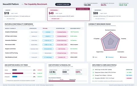 Enterprise Software Tier Capability Benchmark and Financial ROI Dashboard 스톡 일러스트