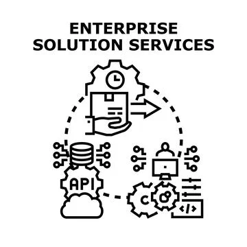 Enterprise solution services system providing business solutions Illustration