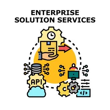 Enterprise solution services system providing business solutions Stock Illustration