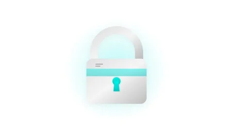 Enterprise SSL Security Padlock Icon with Pulsing Turquoise Shield Aura and.. Stock Footage 346611701