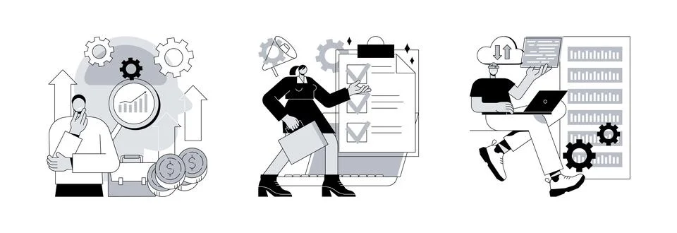 Enterprise strategy development abstract concept vector illustrations. Stockillustratie