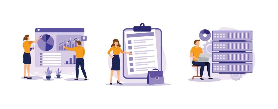Enterprise strategy development. Business Intelligence and business rule, big Stock Illustration