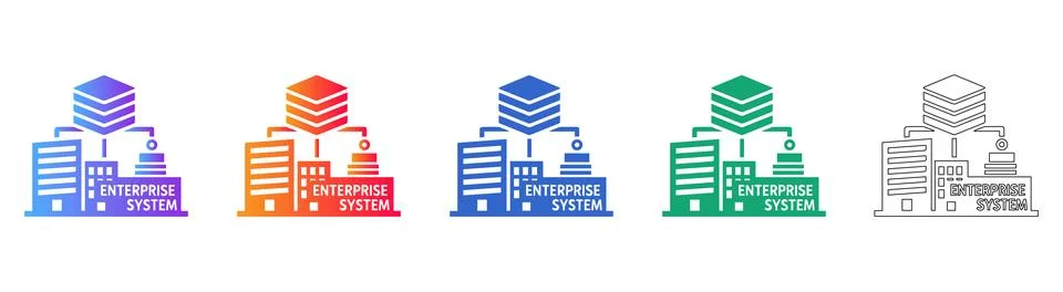 Enterprise System Architecture Icons Stock Illustration