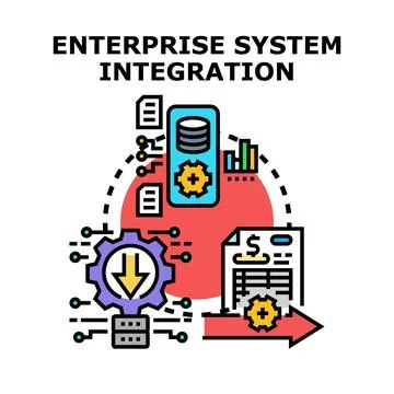 Enterprise system integration connecting data and processes Stock Illustration