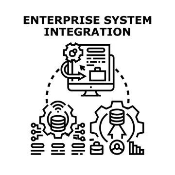 Enterprise system integration connecting digital business processes Stock Illustration