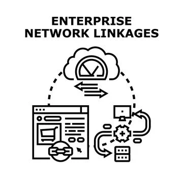 Enterprise system linking with cloud computing network solution Stock Illustration