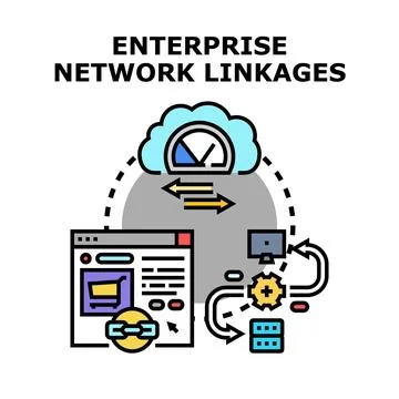 Enterprise system linking with cloud computing network solution Stock Illustration
