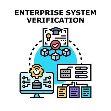 Enterprise system verification and quality assurance process Stockillustratie