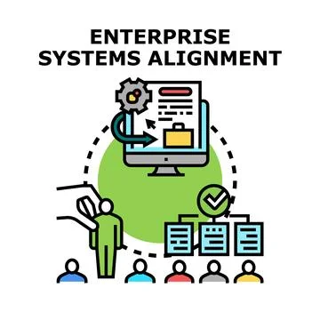 Enterprise systems alignment connecting business technology and personnel Stock Illustration
