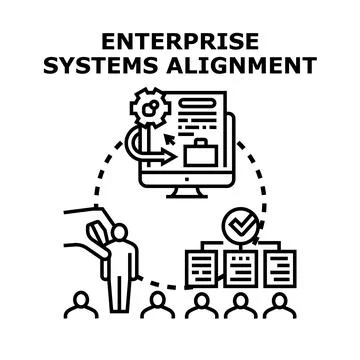 Enterprise systems alignment connecting business technology and personnel Stock Illustration