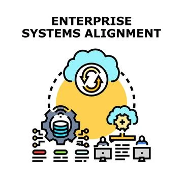 Enterprise systems alignment integrating technology and cloud solutions Stock Illustration