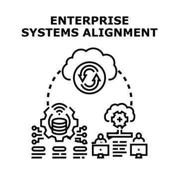 Enterprise systems alignment integrating technology and cloud solutions Stock Illustration
