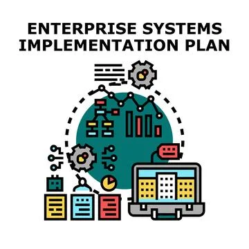 Enterprise systems implementation plan development concept Illustrazione stock
