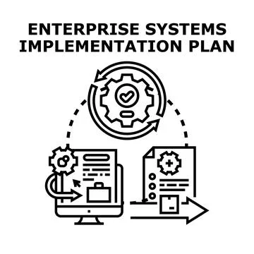 Enterprise systems implementation plan development process Stock Illustration