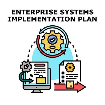 Enterprise systems implementation plan development process Stock Illustration
