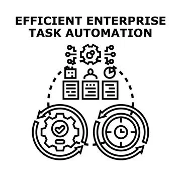 Enterprise task automation optimizing business workflow management planning Stock Illustration