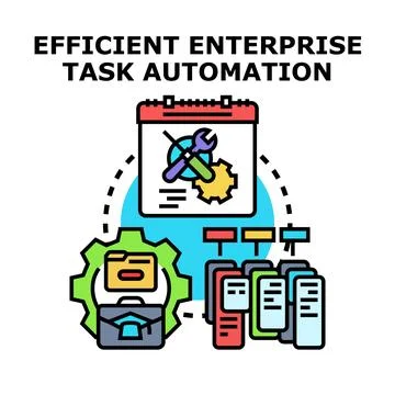 Enterprise task automation optimizing business workflow 库存插图