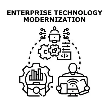 Enterprise technology modernization process developing digital solutions Stock-Illustration