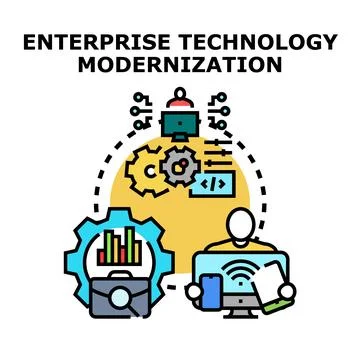 Enterprise technology modernization process developing digital solutions Stock Illustration