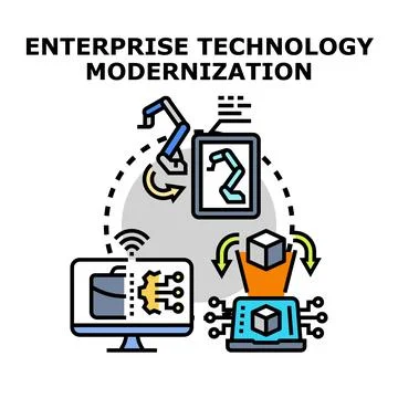 Enterprise technology modernization process optimizing business operations Stock Illustration