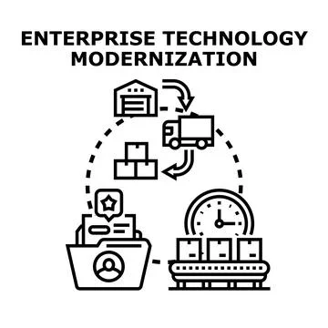 Enterprise technology modernization process optimizing business operations Stock Illustration
