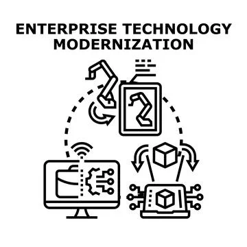 Enterprise technology modernization process optimizing business operations イラスト素材