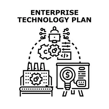 Enterprise technology plan developing business strategy and system Stock Illustration