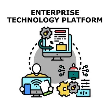 Enterprise technology platform managing business processes Stock Illustration
