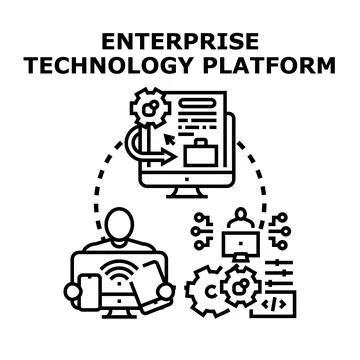 Enterprise technology platform managing business processes Illustrazione stock