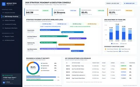 Enterprise Technology Strategic Roadmap and Operations Dashboard Interface Stock Illustration