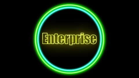 'Enterprise' Text Animation with Neon Glow &amp; Glowing Circles. Stock Footage 282577015