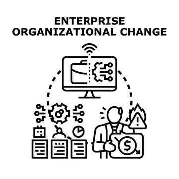 Enterprise undergoing organizational change. Implementing digital transformat Stock Illustration