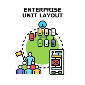 Enterprise unit layout structure and business organization concept Stock Illustration