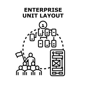 Enterprise unit layout structure and business organization concept Illustration
